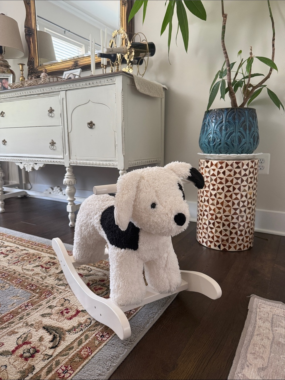 Plush White and Black Dog Rocker - Home Accents - Pottery Barn